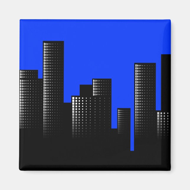 Blaue Stadt Magnet (Vorne)