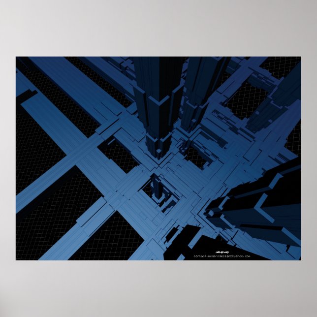 blaue Stadt oben Poster (Vorne)