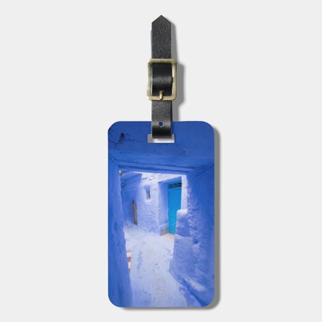 Blaue Stadtgasse Gepäckanhänger (Vorderseite vertikal)