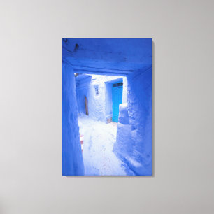 Blaue Stadtgasse Leinwanddruck