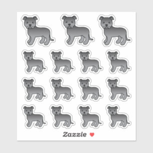 Blaue Staffordshire Bull Terrier Süße Cartoon-Hund Aufkleber