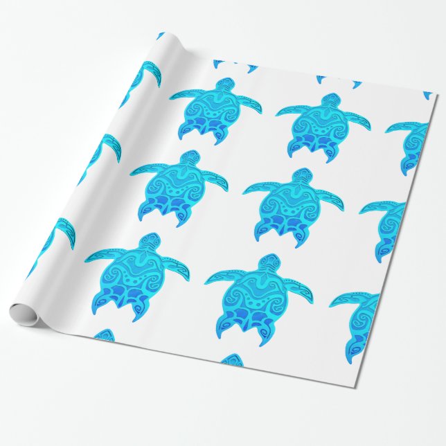 Blaue Stammes- Schildkröte Geschenkpapier (Ungerollt)