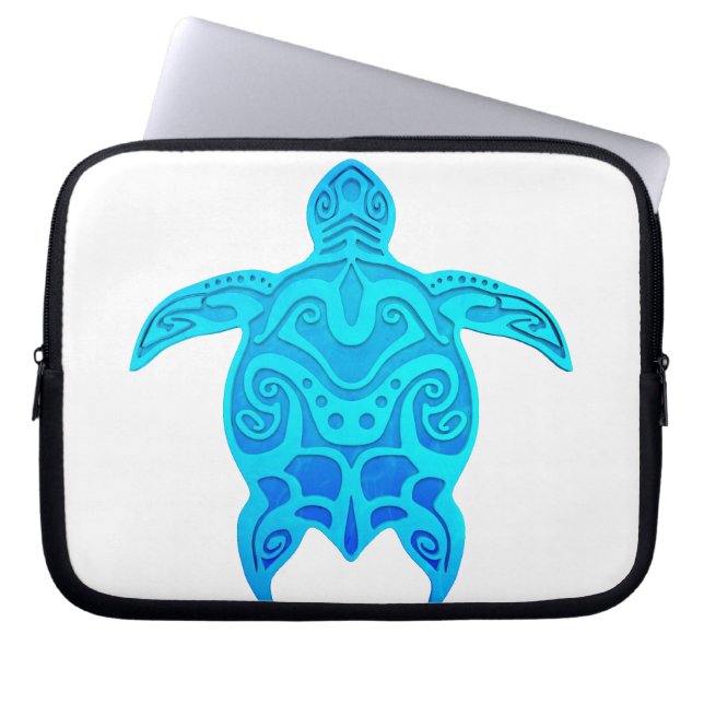 Blaue Stammes- Schildkröte Laptopschutzhülle (Vorderseite)