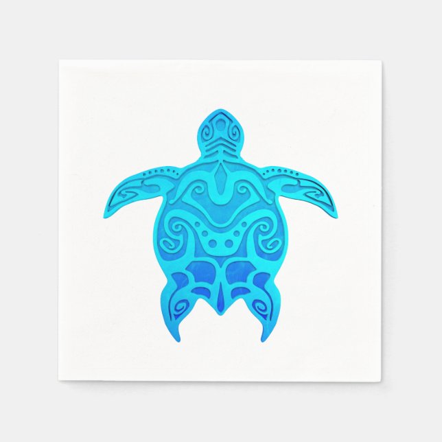 Blaue Stammes- Schildkröte Serviette (Vorderseite)