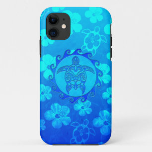 Blaue Stammes- Schildkröte Sun Case-Mate iPhone Hülle