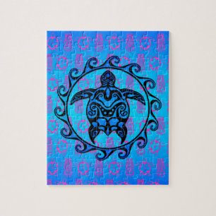 Blaue Stammes- Schildkröte Sun Puzzle