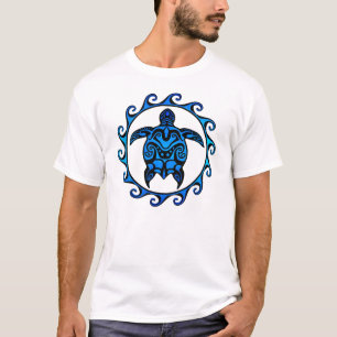 Blaue Stammes- Schildkröte Sun T-Shirt