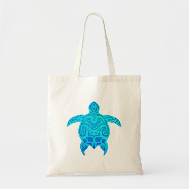 Blaue Stammes- Schildkröte Tragetasche (Vorne)