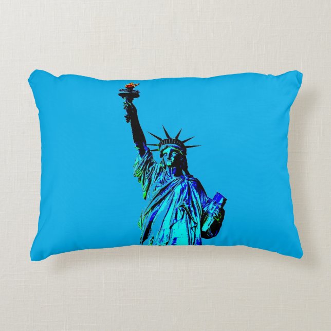 Blaue Statue der Lady Liberty Dekokissen (Vorderseite)