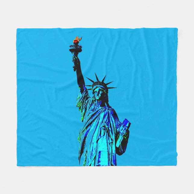 Blaue Statue der Lady Liberty Fleecedecke (Vorderseite (Horizontal))