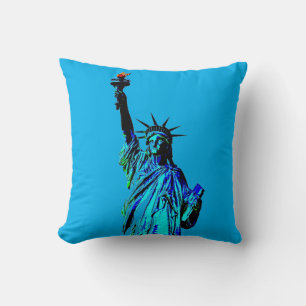 Blaue Statue der Lady Liberty Kissen