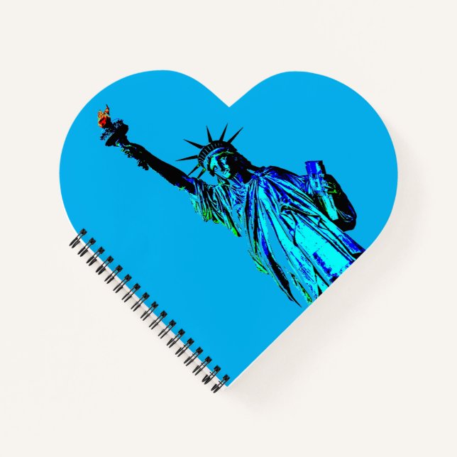 Blaue Statue der Lady Liberty Notizbuch (Vorderseite)