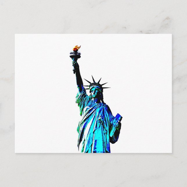 Blaue Statue der Lady Liberty Postkarte (Vorderseite)