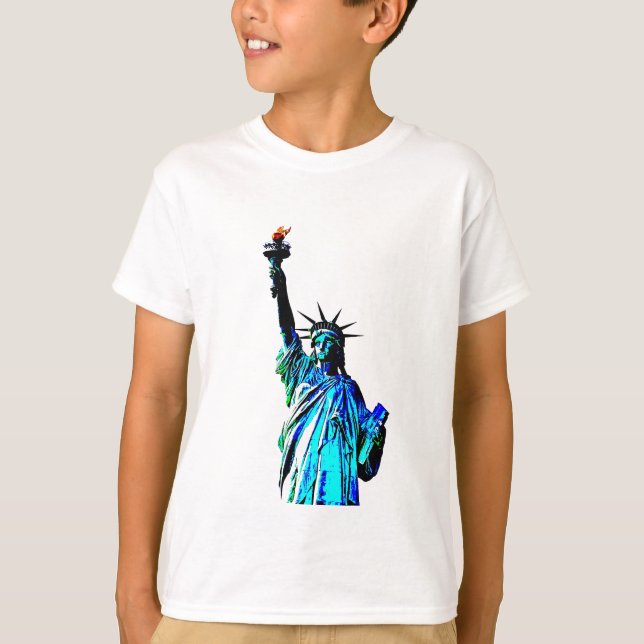 Blaue Statue der Lady Liberty T-Shirt (Vorderseite)