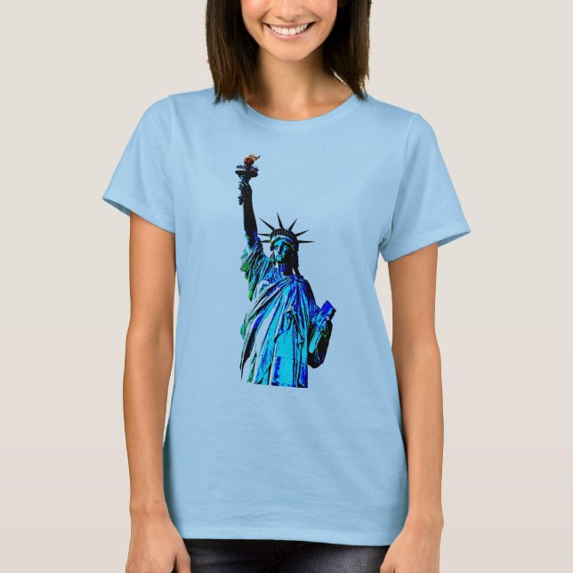 Blaue Statue der Lady Liberty T-Shirt (Vorderseite)