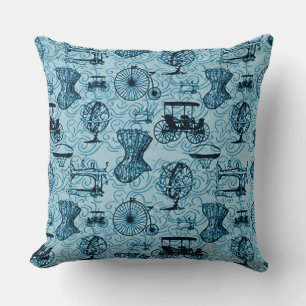 Blaue Steampunk-Muster-Sitzkissen Kissen