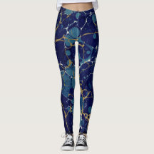 Blaue Stein-Marmor-Leggings