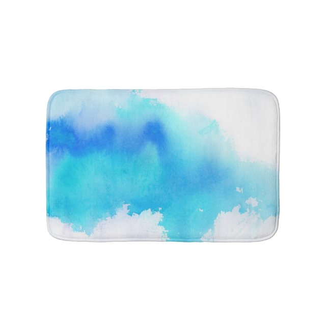 Blaue Stelle, abstraktes handgemaltes des Badematte (Vorderseite)