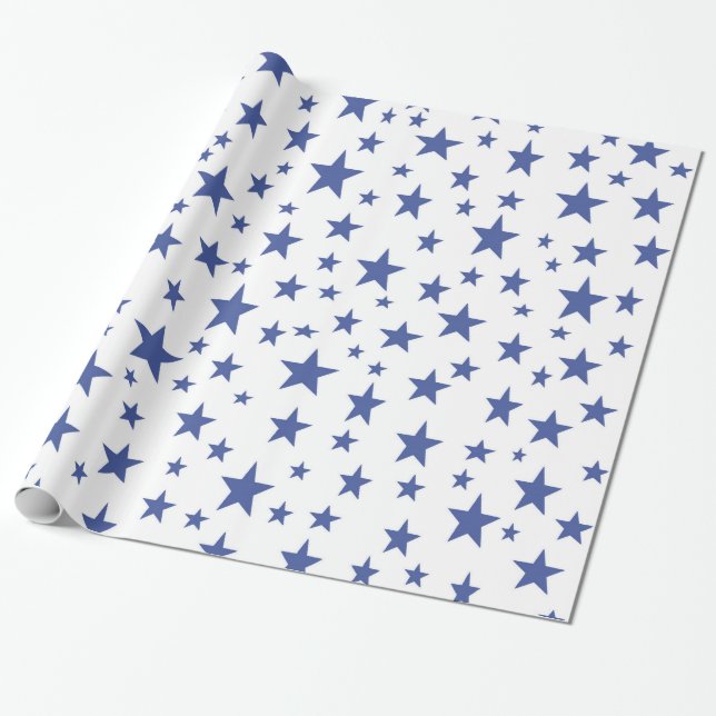 Blaue Stern-Packpapier Geschenkpapier (Ungerollt)