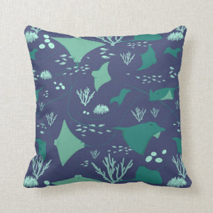 Blaue Sternchen und Manta Rays Kissen