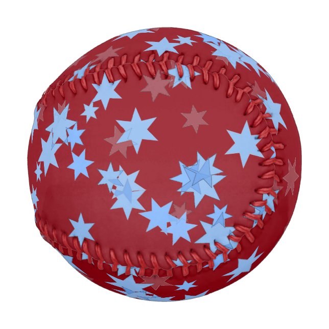 Blaue Sterne auf rotem Entwurf Baseball (Rückseite Links)