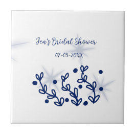 Blaue Sterne Blätter königlich luxuriöses Brautpar Fliese