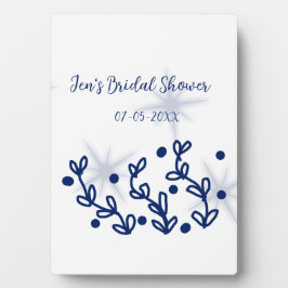 Blaue Sterne Blätter königlich luxuriöses Brautpar Fotoplatte