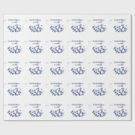 Blaue Sterne Blätter königlich luxuriöses Brautpar Geschenkpapier