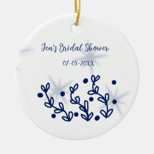 Blaue Sterne Blätter königlich luxuriöses Brautpar Keramik Ornament
