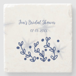 Blaue Sterne Blätter königlich luxuriöses Brautpar Steinuntersetzer