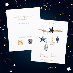 Blaue Sterne gnome QR Weihnachten Flyer