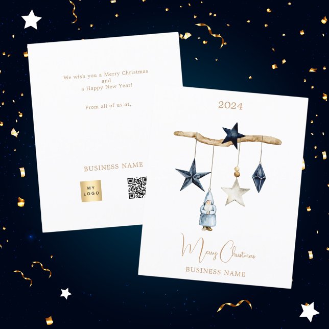 Blaue Sterne Gnome QR Weihnachtskarte (Von Creator hochgeladen)