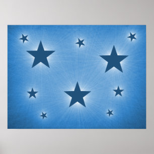 Blaue Sterne im Night Sky Poster