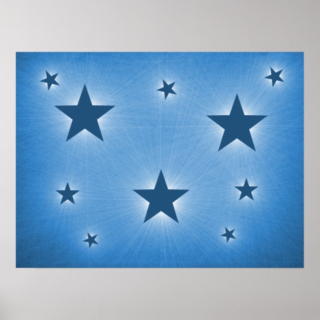 Blaue Sterne im Night Sky Poster (Vorne)