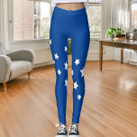 Blaue Sterne Leggings<br><div class="desc">Ein einfaches diagonales Muster mit weißen Sternen auf einem königsblauen Hintergrund.</div>