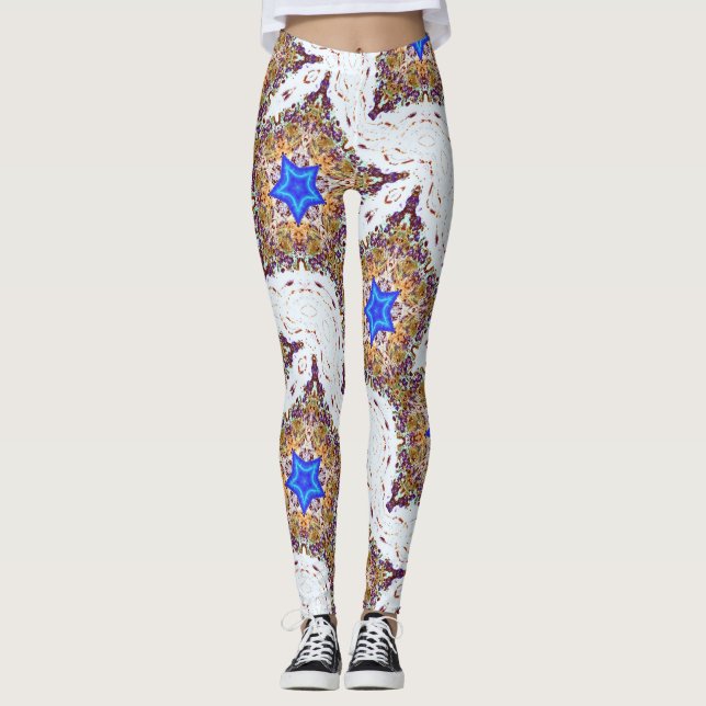 blaue Sterne mehrfarbig Leggings (Vorderseite)
