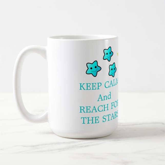Blaue Sterne mit Spruch Kaffeetasse (Links)