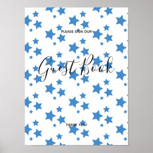 Blaue Sterne Modernes Design Buch Schild Poster