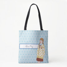 Blaue Sterne Muster mit Girl Illustration bearbeit