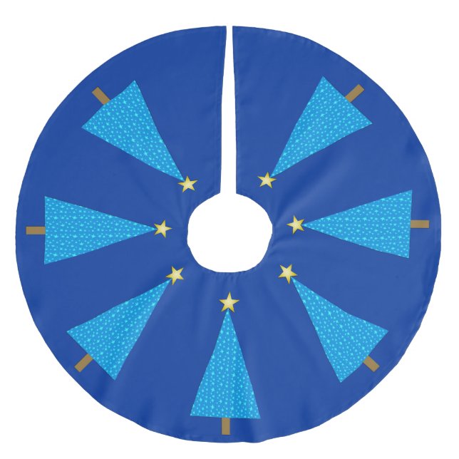 Blaue Sterne Polyester Weihnachtsbaumdecke (Vorderseite)