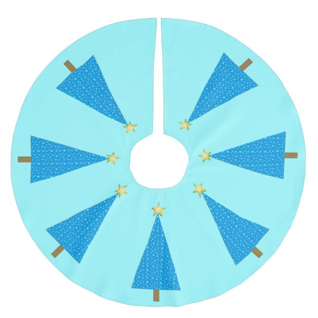 Blaue Sterne Polyester Weihnachtsbaumdecke (Vorderseite)