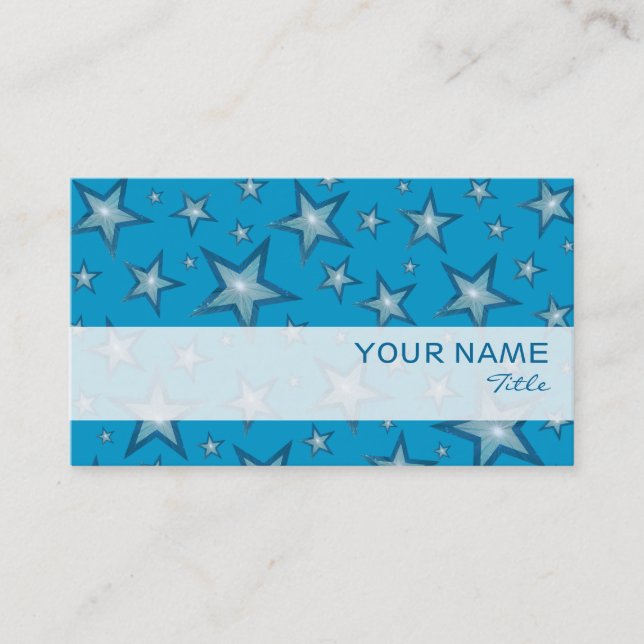 Blaue Sterne Streifen-Visitenkartenvorlage Visitenkarte (Vorderseite)