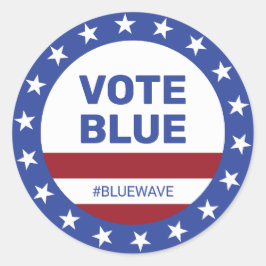 Blaue Sterne wählen Streifen Blaue Wave Wahl Runder Aufkleber