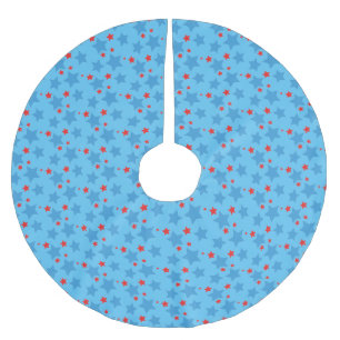 Blaue Sterne zum vierten Juli patriotischer roter Polyester Weihnachtsbaumdecke