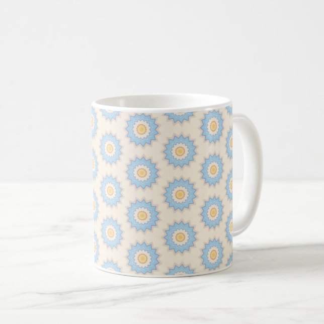 Blaue Sternen-Geometrie  Kaffeetasse (VorderseiteRechts)
