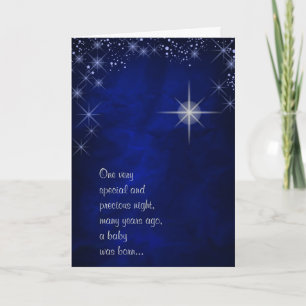 Blaue Sternen-Weihnachtsnacht-Karte Feiertagskarte