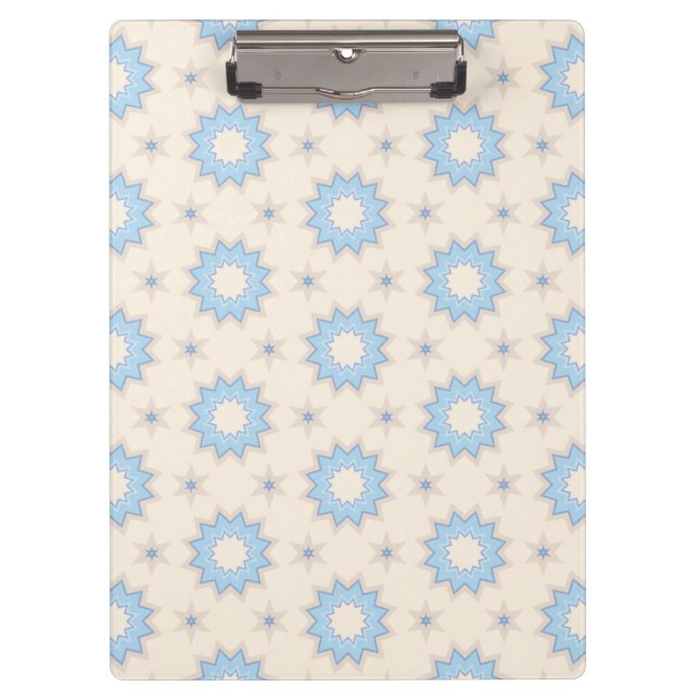 Blaue Sternenexplosion Geometrie Klemmbrett (Vorderseite)