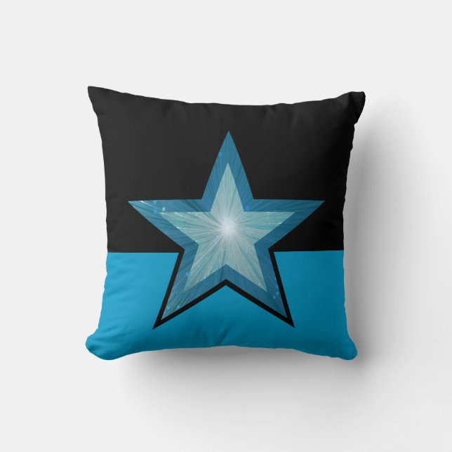Blaue Sternenschwärze Kissen blau schwarz (Vorderseite)