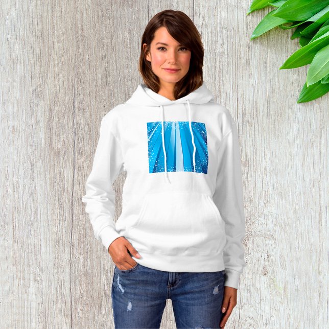 Blaue Sternexplosion mit leuchtenden Lichtstrahlen Hoodie (Von Creator hochgeladen)