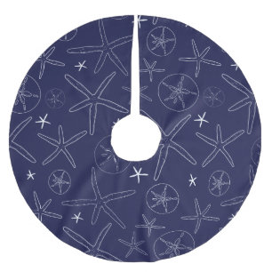 Blaue Sternfische & Sandkammspieße Polyester Weihnachtsbaumdecke